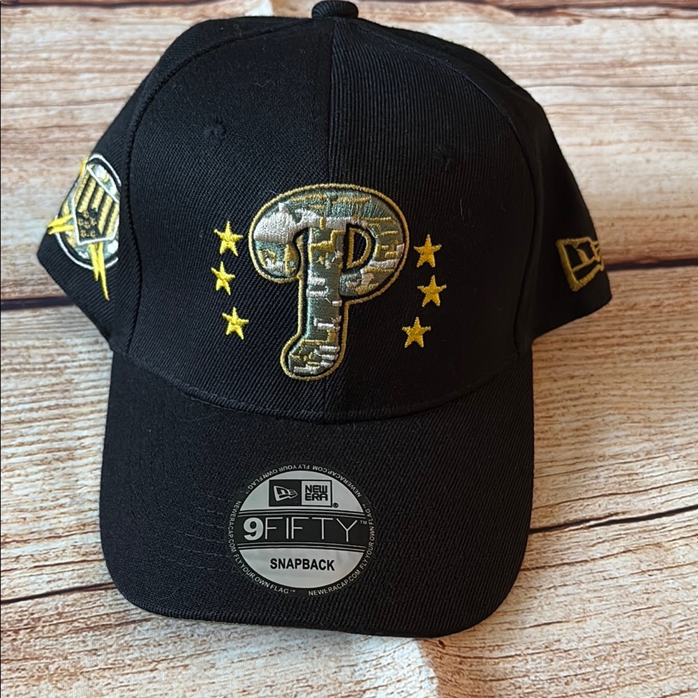 New Era Black Cap with Gold Embroidery